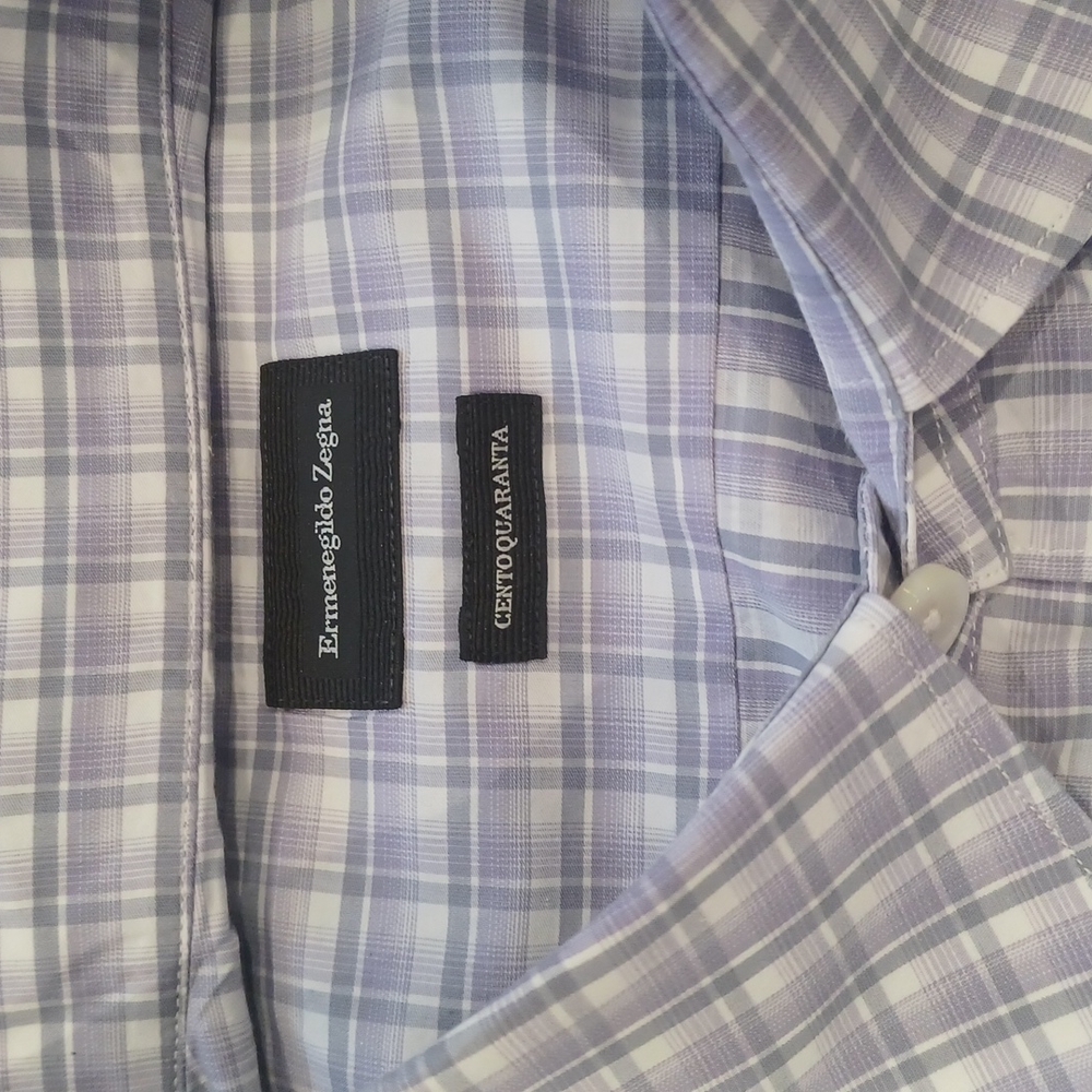 Checkered Zegna Purple Checkered Shirt